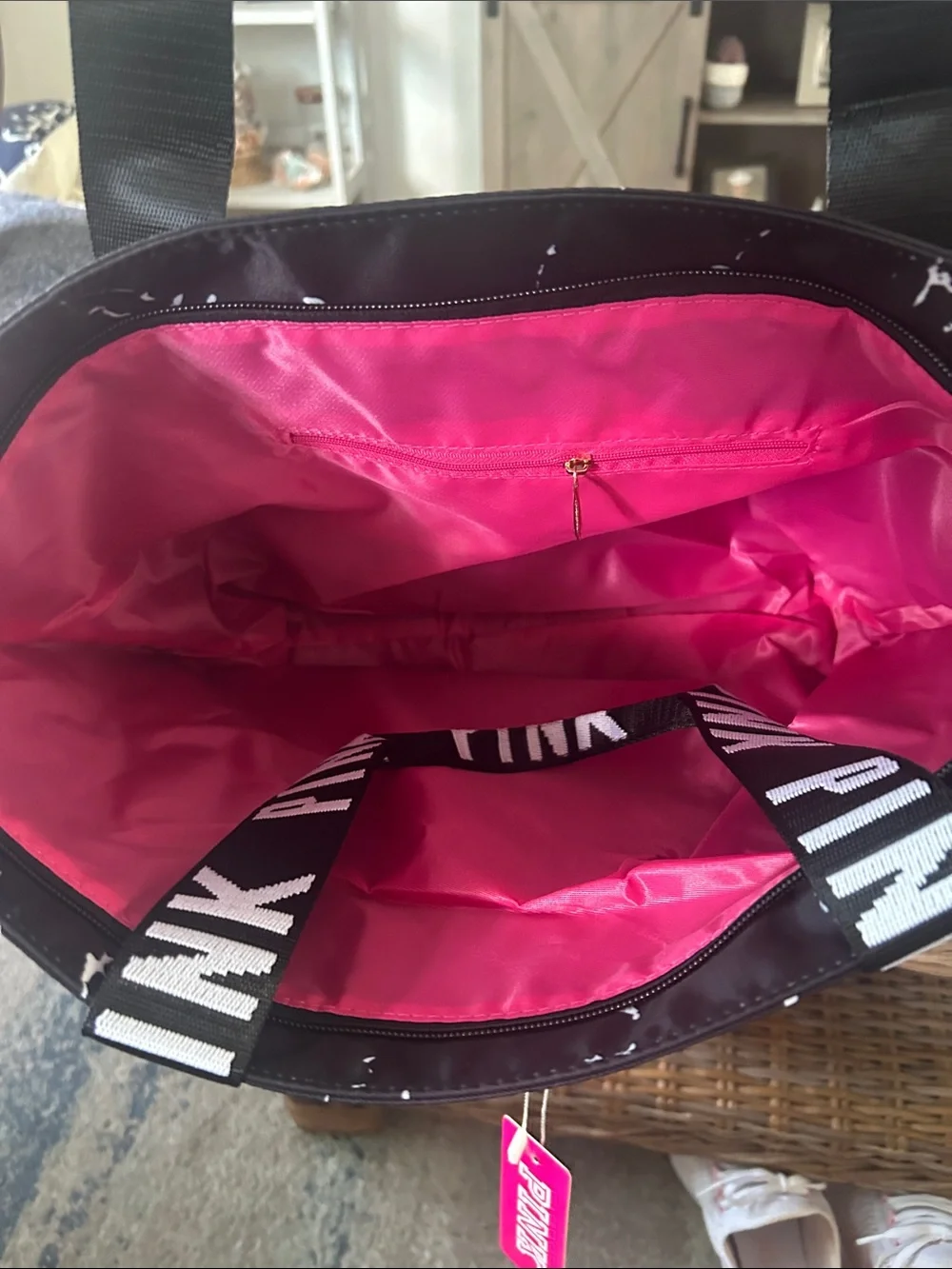 PINK Victoria's Secret Black Tote with Pink Interior